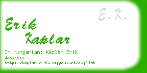 erik kaplar business card